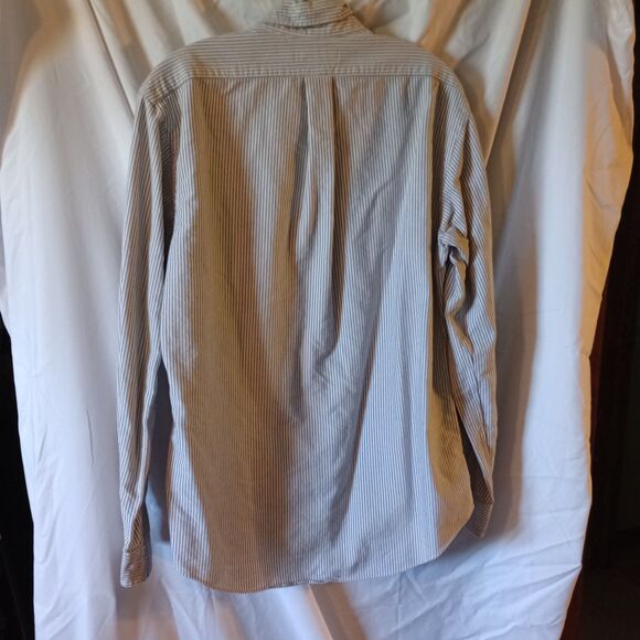 Ralph Lauren Men's Custom Fit Gray White Stripe Button Down Size L Brown Pony. - Picture 3 of 8
